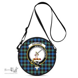 Scottish Guthrie Ancient Tartan Round Crossbody Bags - Round Purse with Family Crest Scottish Plaid Tartan Plaid - ScotsTee - scotstee.com