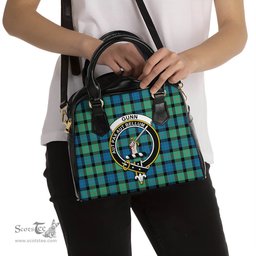 Scottish Gunn Ancient Tartan Shoulder Handbags with Family Crest Scottish Plaid Tartan Plaid - ScotsTee - scotstee.com