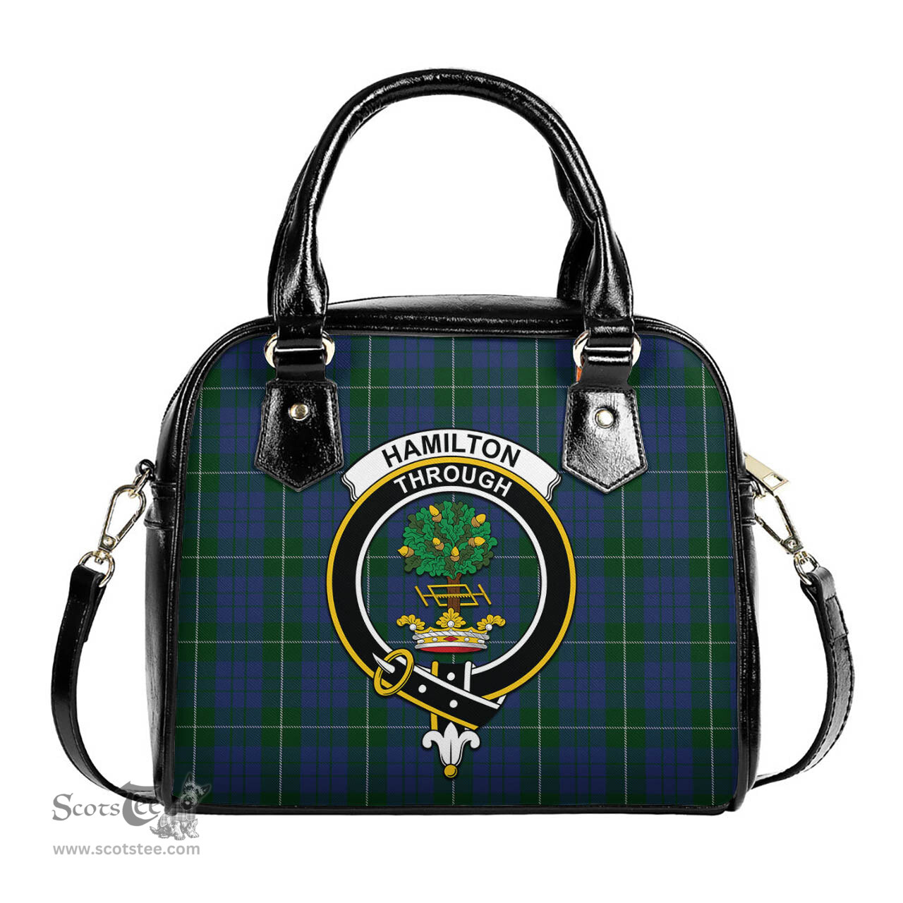 Scottish Hamilton Hunting Tartan Shoulder Handbags with Family Crest Scottish Plaid Tartan Plaid - ScotsTee - scotstee.com