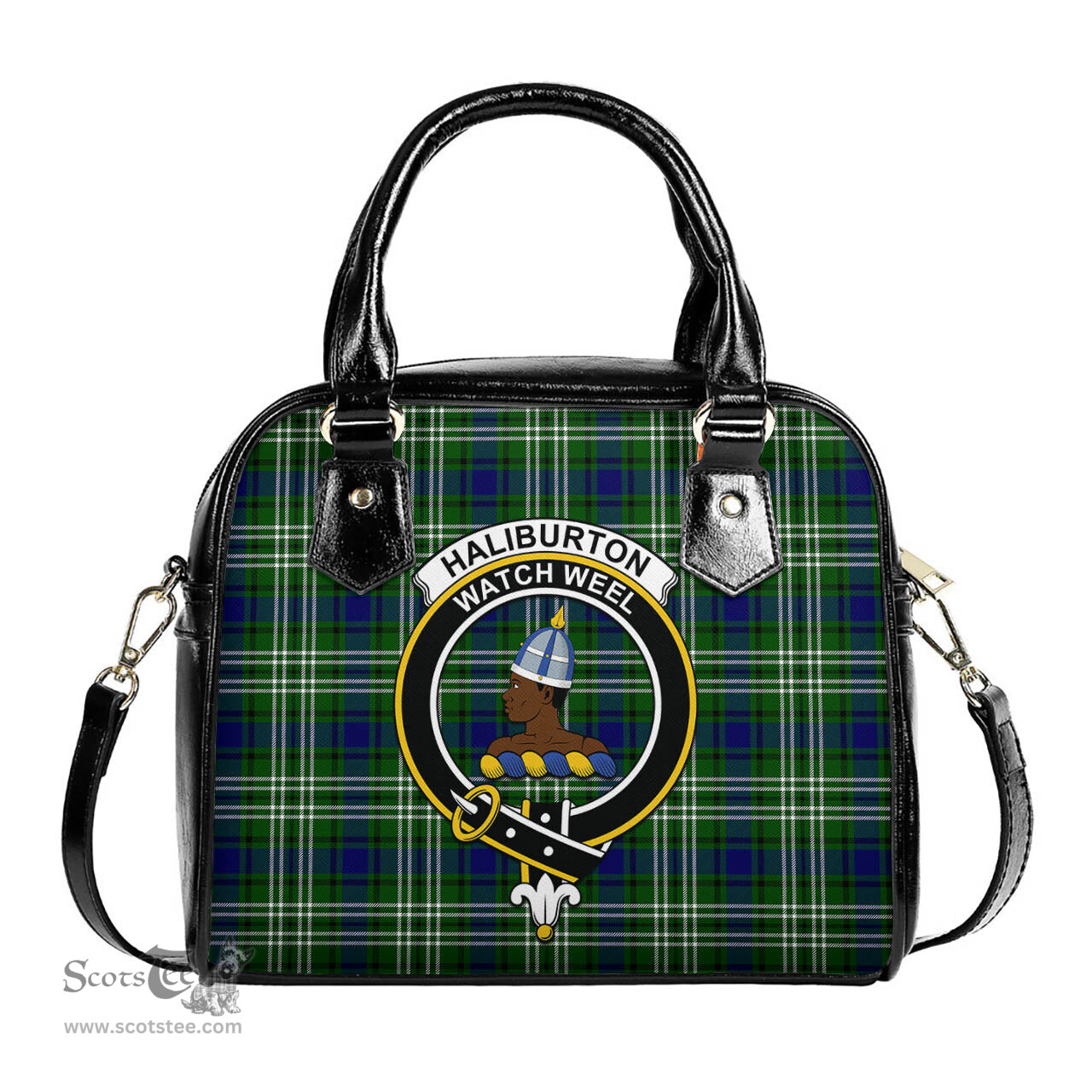 Scottish Haliburton Tartan Shoulder Handbags with Family Crest Scottish Plaid Tartan Plaid - ScotsTee - scotstee.com