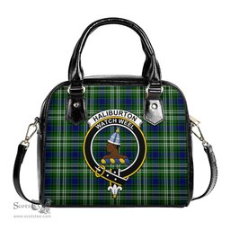 Scottish Haliburton Tartan Shoulder Handbags with Family Crest Scottish Plaid Tartan Plaid - ScotsTee - scotstee.com