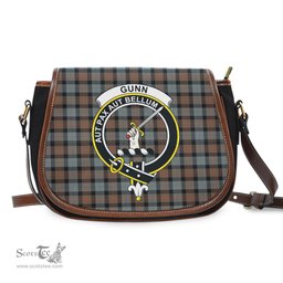 Scottish Gunn Weathered Tartan Saddle Crossbody Bag with Family Crest Scottish Plaid Tartan Plaid - ScotsTee - scotstee.com
