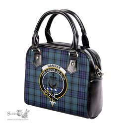 Scottish Hannay Blue Tartan Shoulder Handbags with Family Crest Scottish Plaid Tartan Plaid - ScotsTee - scotstee.com