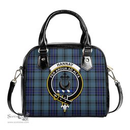 Scottish Hannay Blue Tartan Shoulder Handbags with Family Crest Scottish Plaid Tartan Plaid - ScotsTee - scotstee.com