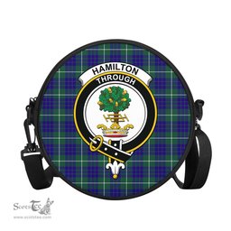 Scottish Hamilton Hunting Modern Tartan Round Crossbody Bags - Round Purse with Family Crest Scottish Plaid Tartan Plaid - ScotsTee - scotstee.com