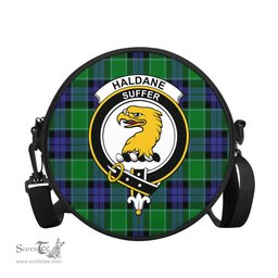 Scottish Haldane Tartan Round Crossbody Bags - Round Purse with Family Crest Scottish Plaid Tartan Plaid - ScotsTee - scotstee.com