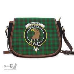 Scottish Halkett Tartan Saddle Crossbody Bag with Family Crest Scottish Plaid Tartan Plaid - ScotsTee - scotstee.com