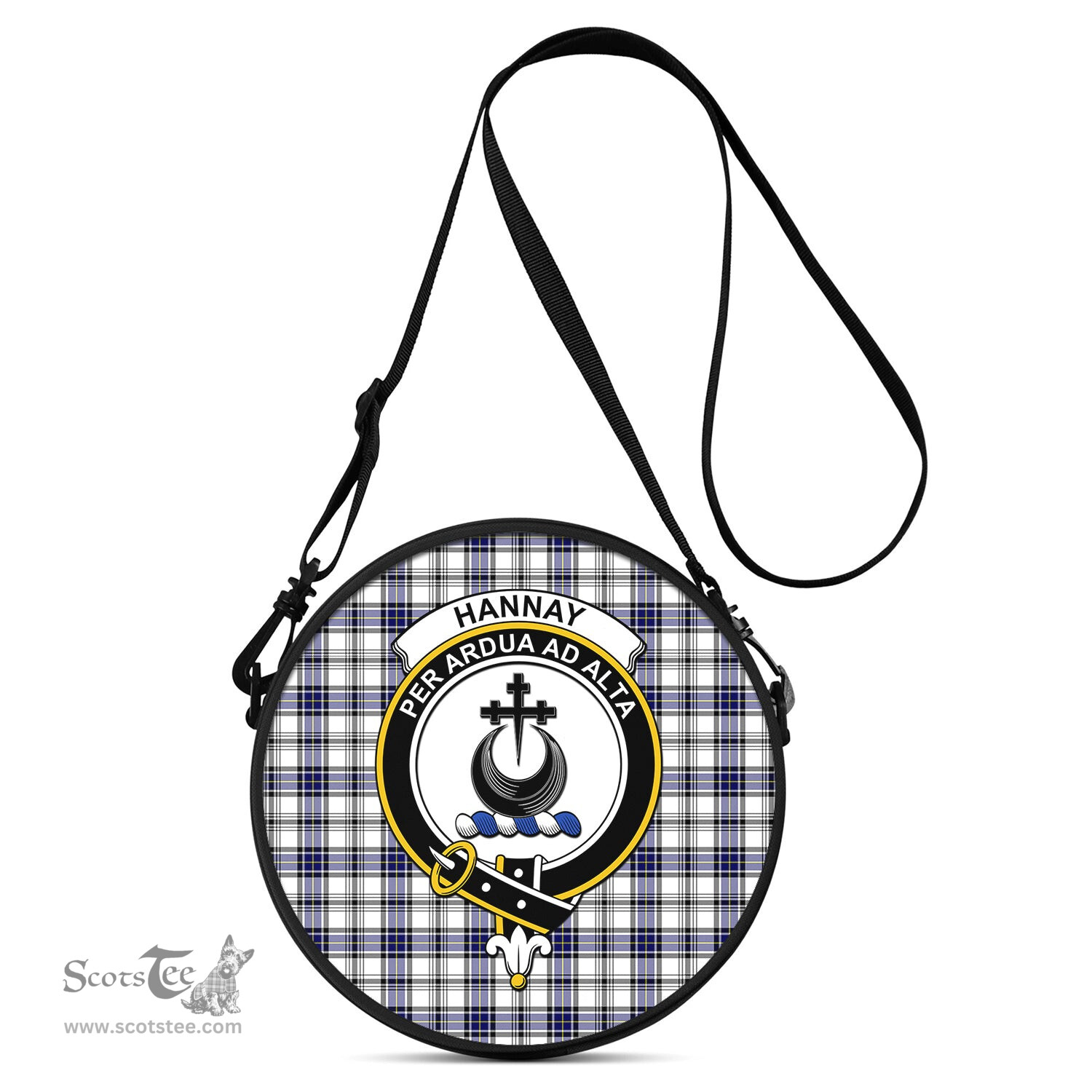 Scottish Hannay Modern Tartan Round Crossbody Bags - Round Purse with Family Crest Scottish Plaid Tartan Plaid - ScotsTee - scotstee.com
