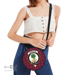 Scottish Hamilton Tartan Round Crossbody Bags - Round Purse with Family Crest Scottish Plaid Tartan Plaid - ScotsTee - scotstee.com