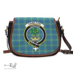 Scottish Hamilton Hunting Ancient Tartan Saddle Crossbody Bag with Family Crest Scottish Plaid Tartan Plaid - ScotsTee - scotstee.com