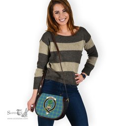 Scottish Hamilton Hunting Ancient Tartan Saddle Crossbody Bag with Family Crest Scottish Plaid Tartan Plaid - ScotsTee - scotstee.com