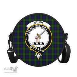 Scottish Gunn Tartan Round Crossbody Bags - Round Purse with Family Crest Scottish Plaid Tartan Plaid - ScotsTee - scotstee.com