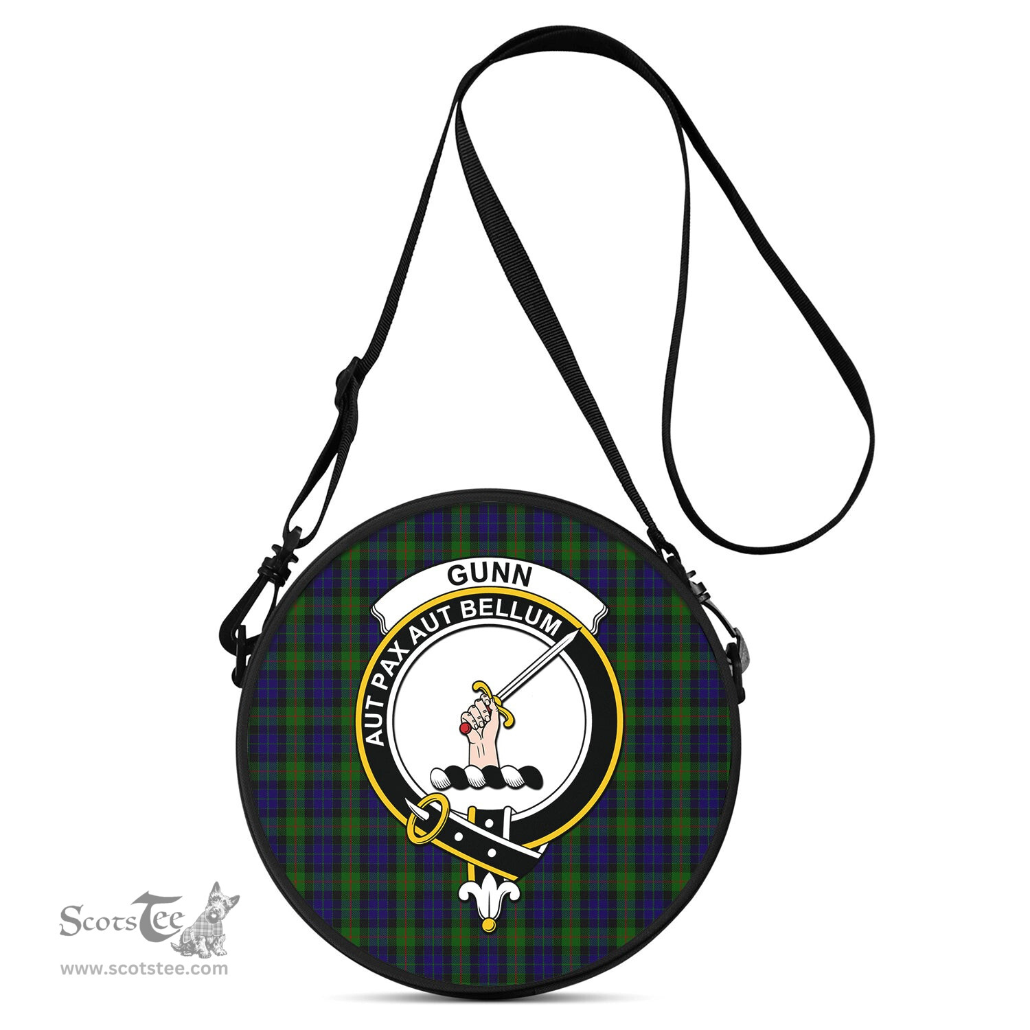 Scottish Gunn Tartan Round Crossbody Bags - Round Purse with Family Crest Scottish Plaid Tartan Plaid - ScotsTee - scotstee.com