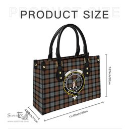 Scottish Gunn Weathered Tartan Leather Bag for Women with Family Crest Scottish Plaid Tartan Plaid - ScotsTee - scotstee.com