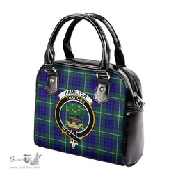 Scottish Hamilton Hunting Modern Tartan Shoulder Handbags with Family Crest Scottish Plaid Tartan Plaid - ScotsTee - scotstee.com