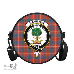 Scottish Hamilton Ancient Tartan Round Crossbody Bags - Round Purse with Family Crest Scottish Plaid Tartan Plaid - ScotsTee - scotstee.com