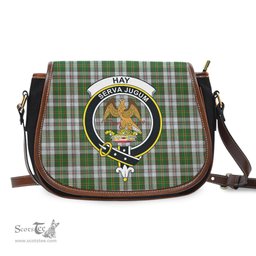 Scottish Hay White Dress Tartan Saddle Crossbody Bag with Family Crest Scottish Plaid Tartan Plaid - ScotsTee - scotstee.com