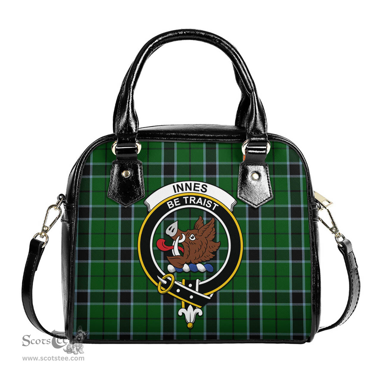 Scottish Innes Hunting Tartan Shoulder Handbags with Family Crest Scottish Plaid Tartan Plaid - ScotsTee - scotstee.com