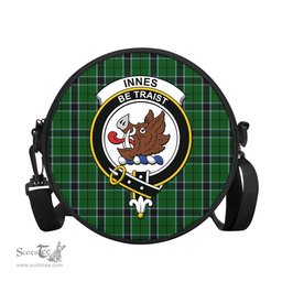 Scottish Innes Hunting Tartan Round Crossbody Bags - Round Purse with Family Crest Scottish Plaid Tartan Plaid - ScotsTee - scotstee.com