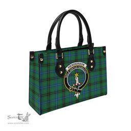 Scottish Henderson Ancient Tartan Leather Bag for Women with Family Crest Scottish Plaid Tartan Plaid - ScotsTee - scotstee.com