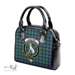Scottish Hunter Ancient Tartan Shoulder Handbags with Family Crest Scottish Plaid Tartan Plaid - ScotsTee - scotstee.com