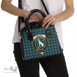 Scottish Hunter Ancient Tartan Shoulder Handbags with Family Crest Scottish Plaid Tartan Plaid - ScotsTee - scotstee.com