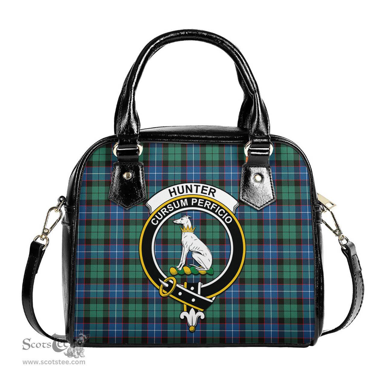 Scottish Hunter Ancient Tartan Shoulder Handbags with Family Crest Scottish Plaid Tartan Plaid - ScotsTee - scotstee.com