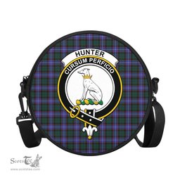 Scottish Hunter Modern Tartan Round Crossbody Bags - Round Purse with Family Crest Scottish Plaid Tartan Plaid - ScotsTee - scotstee.com