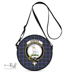 Scottish Hunter Modern Tartan Round Crossbody Bags - Round Purse with Family Crest Scottish Plaid Tartan Plaid - ScotsTee - scotstee.com