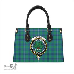 Scottish Irvine Ancient Tartan Leather Bag for Women with Family Crest Scottish Plaid Tartan Plaid - ScotsTee - scotstee.com