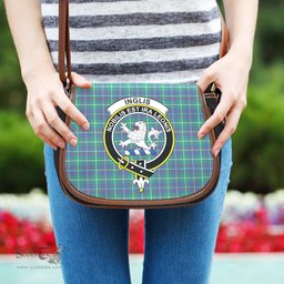 Scottish Inglis Ancient Tartan Saddle Crossbody Bag with Family Crest Scottish Plaid Tartan Plaid - ScotsTee - scotstee.com
