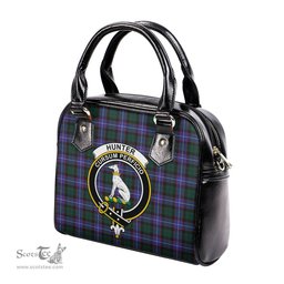 Scottish Hunter Modern Tartan Shoulder Handbags with Family Crest Scottish Plaid Tartan Plaid - ScotsTee - scotstee.com