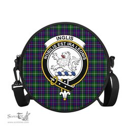 Scottish Inglis Modern Tartan Round Crossbody Bags - Round Purse with Family Crest Scottish Plaid Tartan Plaid - ScotsTee - scotstee.com
