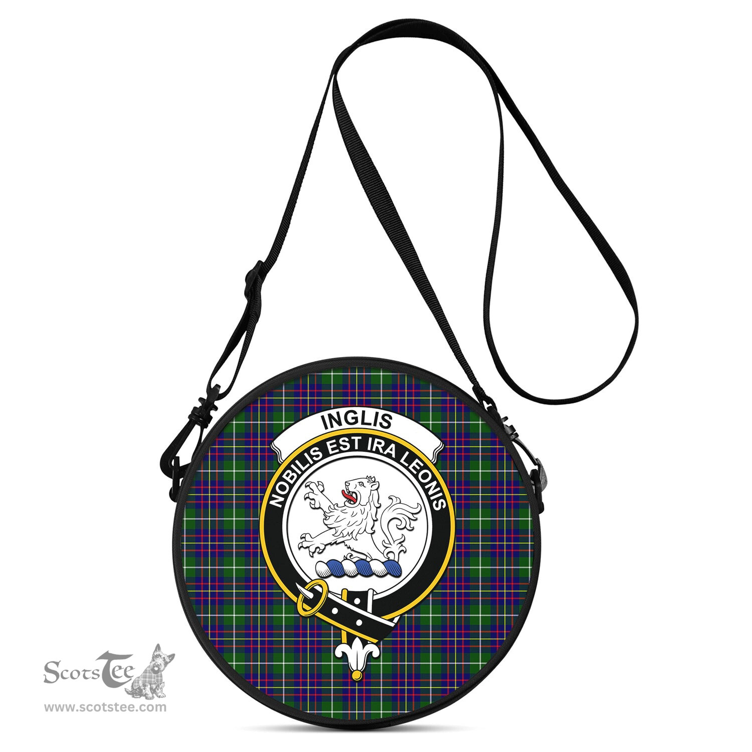 Scottish Inglis Modern Tartan Round Crossbody Bags - Round Purse with Family Crest Scottish Plaid Tartan Plaid - ScotsTee - scotstee.com