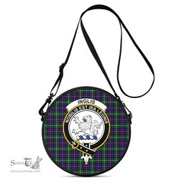 Scottish Inglis Modern Tartan Round Crossbody Bags - Round Purse with Family Crest Scottish Plaid Tartan Plaid - ScotsTee - scotstee.com