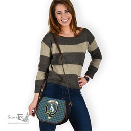Scottish Hunter Ancient Tartan Saddle Crossbody Bag with Family Crest Scottish Plaid Tartan Plaid - ScotsTee - scotstee.com