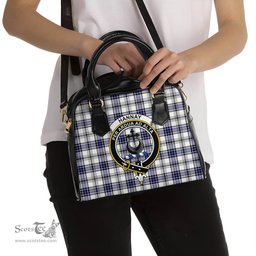 Scottish Hannay Modern Tartan Shoulder Handbags with Family Crest Scottish Plaid Tartan Plaid - ScotsTee - scotstee.com