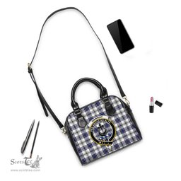 Scottish Hannay Modern Tartan Shoulder Handbags with Family Crest Scottish Plaid Tartan Plaid - ScotsTee - scotstee.com