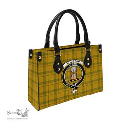 Scottish Houston Tartan Leather Bag for Women with Family Crest Scottish Plaid Tartan Plaid - ScotsTee - scotstee.com