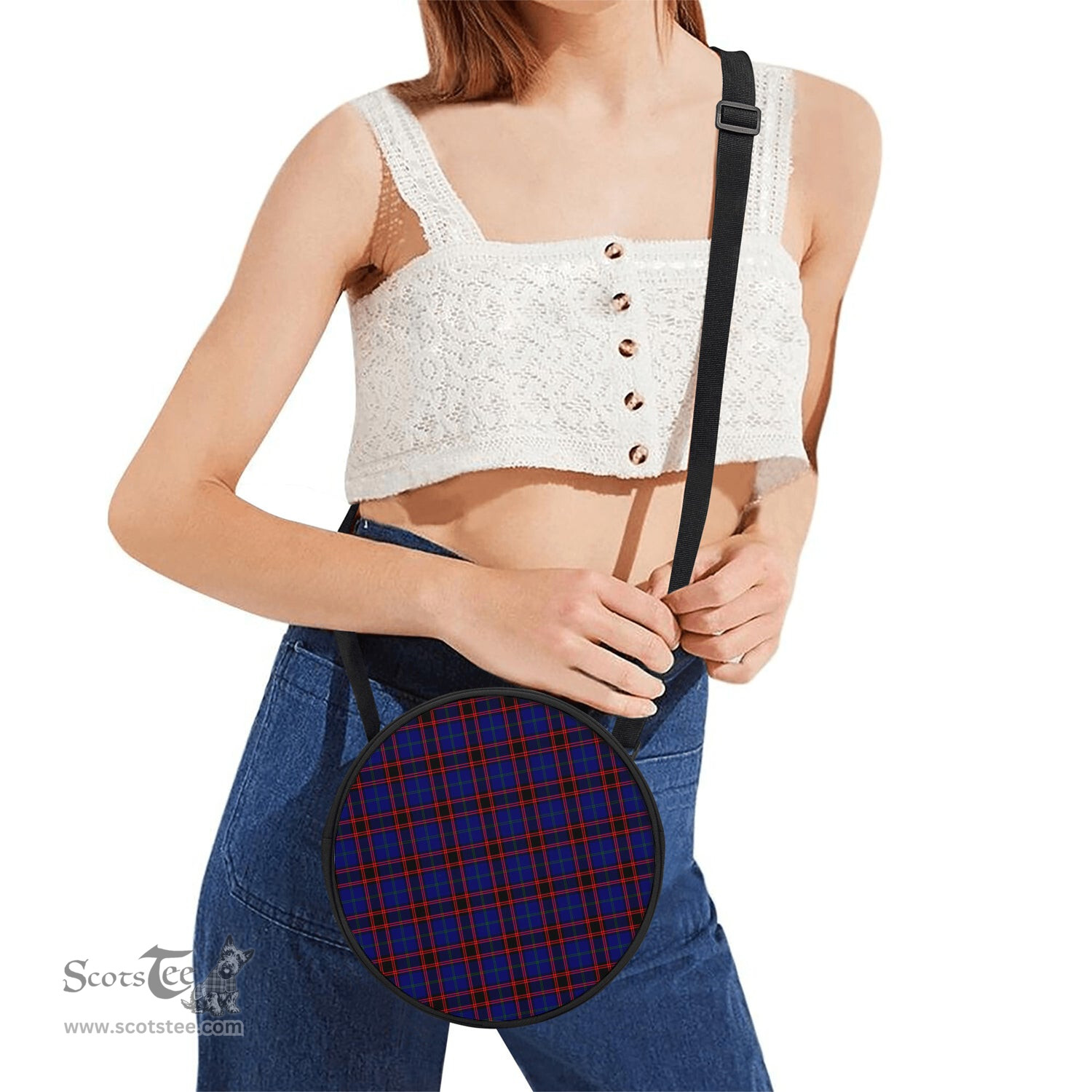 Scottish Home Modern Tartan Round Crossbody Bags - Round Purse Scottish Plaid Tartan Plaid - ScotsTee - scotstee.com
