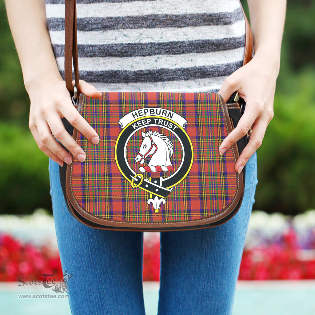 Scottish Hepburn Tartan Saddle Crossbody Bag with Family Crest Scottish Plaid Tartan Plaid - ScotsTee - scotstee.com