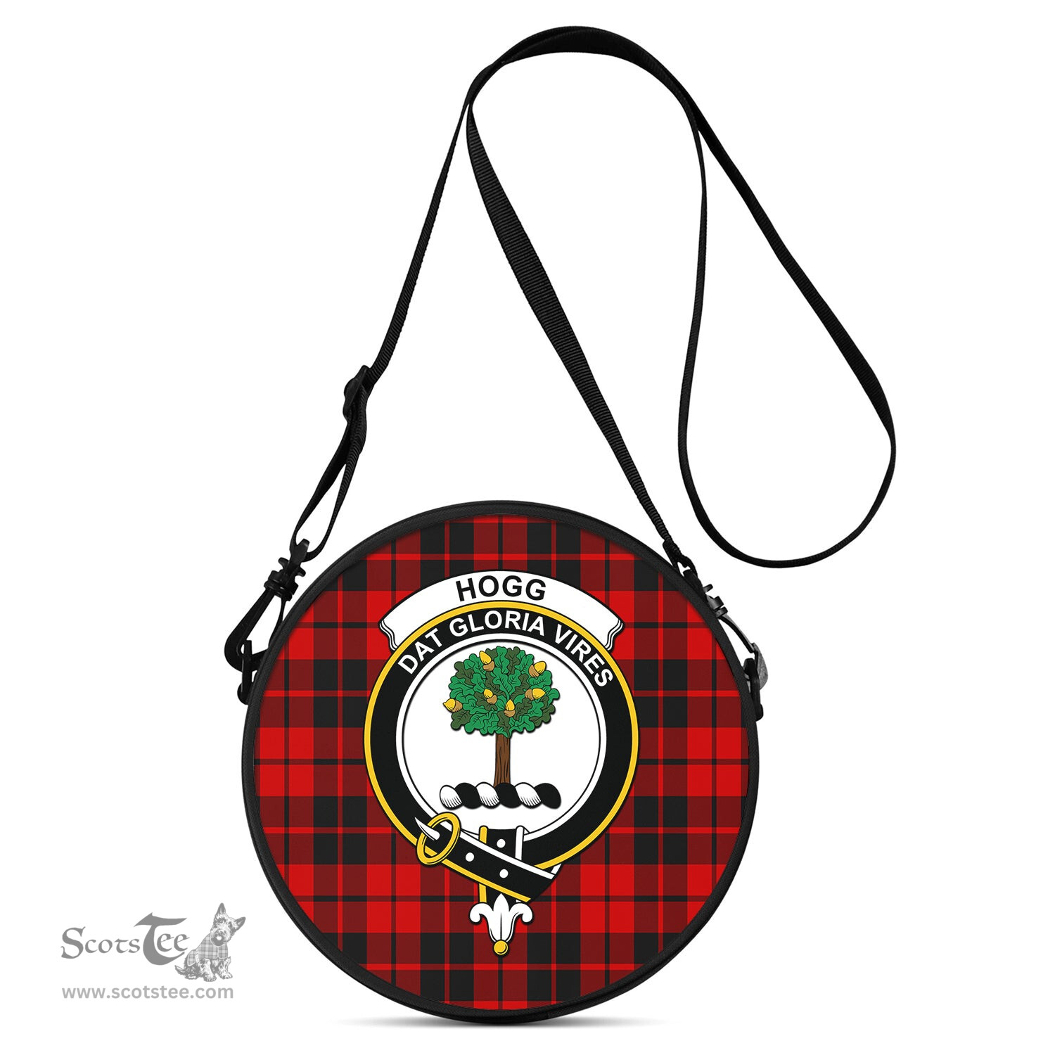 Scottish Hogg Tartan Round Crossbody Bags - Round Purse with Family Crest Scottish Plaid Tartan Plaid - ScotsTee - scotstee.com
