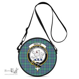Scottish Inglis Ancient Tartan Round Crossbody Bags - Round Purse with Family Crest Scottish Plaid Tartan Plaid - ScotsTee - scotstee.com