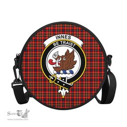 Scottish Innes Modern Tartan Round Crossbody Bags - Round Purse with Family Crest Scottish Plaid Tartan Plaid - ScotsTee - scotstee.com