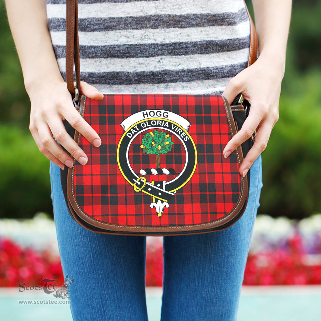 Scottish Hogg Tartan Saddle Crossbody Bag with Family Crest Scottish Plaid Tartan Plaid - ScotsTee - scotstee.com