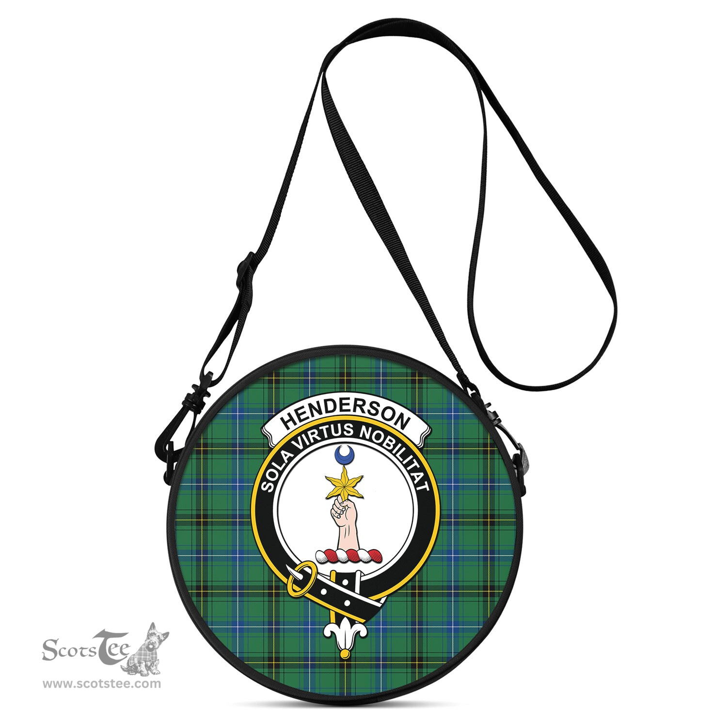 Scottish Henderson Ancient Tartan Round Crossbody Bags - Round Purse with Family Crest Scottish Plaid Tartan Plaid - ScotsTee - scotstee.com