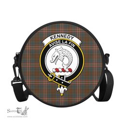 Scottish Kennedy Weathered Tartan Round Crossbody Bags - Round Purse with Family Crest Scottish Plaid Tartan Plaid - ScotsTee - scotstee.com