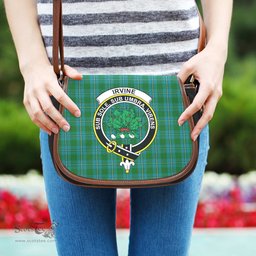 Scottish Irvine of Bonshaw Tartan Saddle Crossbody Bag with Family Crest Scottish Plaid Tartan Plaid - ScotsTee - scotstee.com