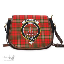 Scottish Langlands Tartan Saddle Crossbody Bag with Family Crest Scottish Plaid Tartan Plaid - ScotsTee - scotstee.com