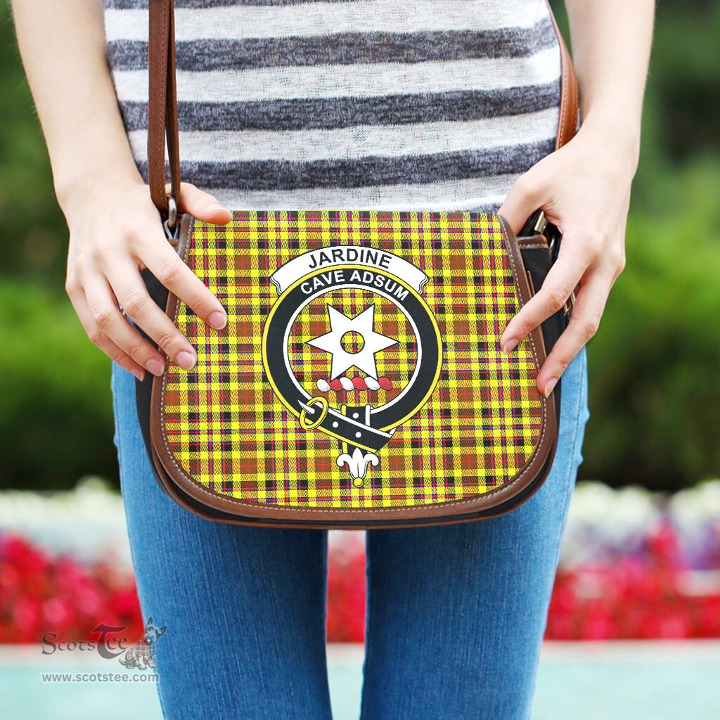 Scottish Jardine Modern Tartan Saddle Crossbody Bag with Family Crest Scottish Plaid Tartan Plaid - ScotsTee - scotstee.com